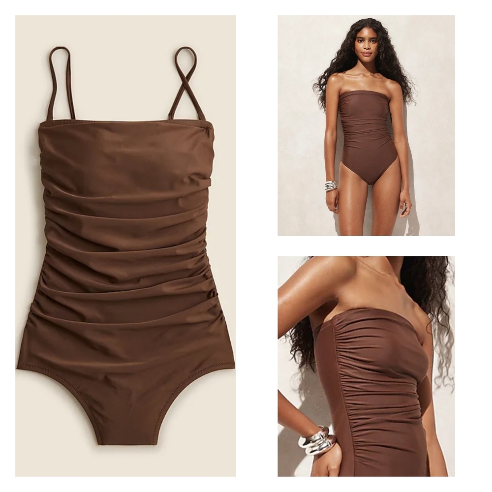 J. Crew Gemma ruched bandeau one-Piece Swimsuit